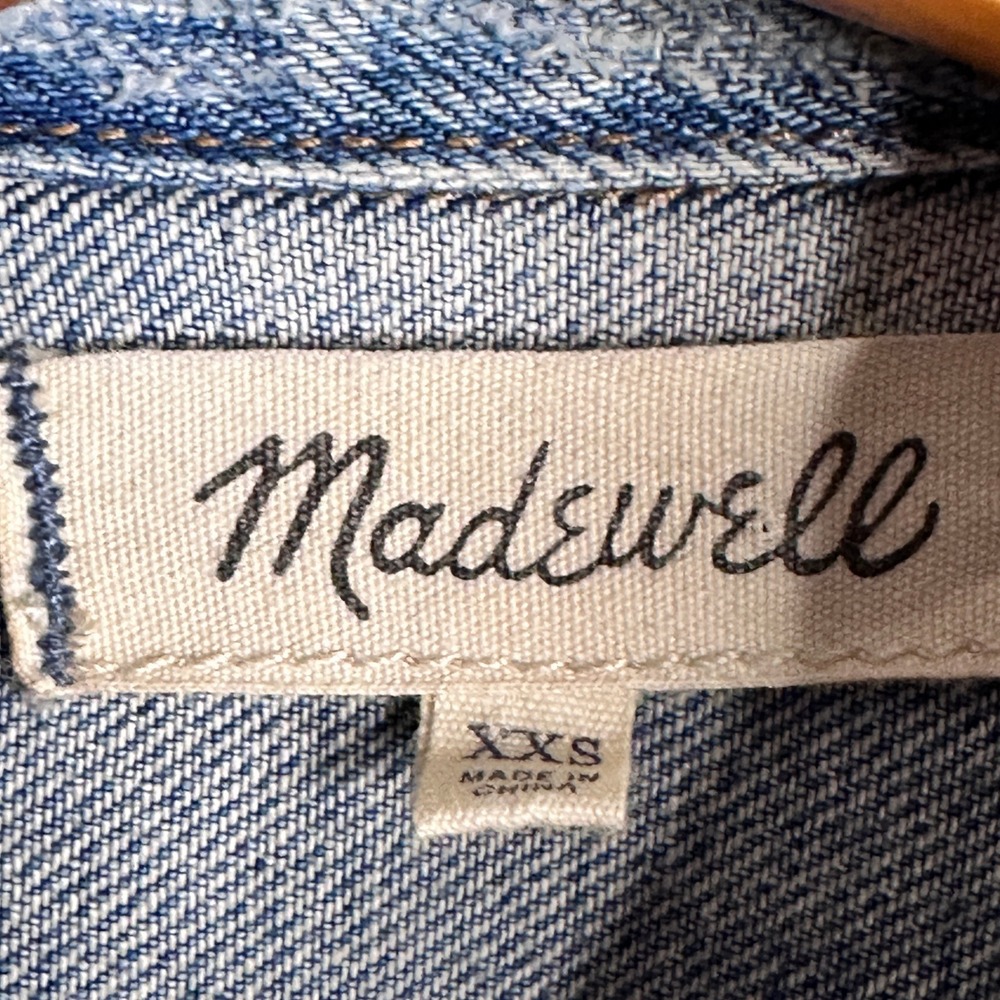 MADEWELL XXS Distressed Jean Jacket Medium Wash Denim C5791 Cotton Trucker - Picture 3 of 10
